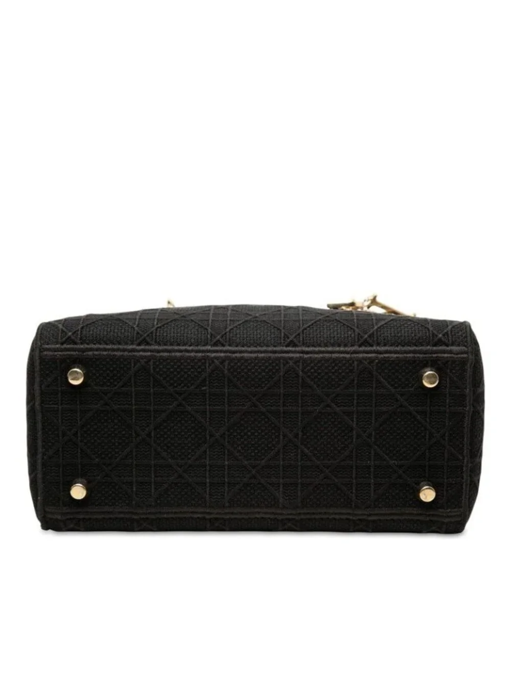 Dior Cannage Lady Delight Medium 2-Way Shoulder Bag Black Canvas